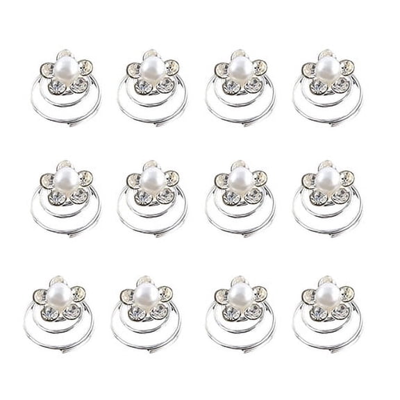 Grofry Hairpins 12x Wedding Bridal Hair Pins Rhinestone Twists Coil Flower Swirl Spiral Hairpins