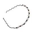 thumbnail image 1 of Grofry Headband Korean Fashion Rhinestone Faux Pearl Wave Pattern Hairpin Hair Band Headband, 1 of 8
