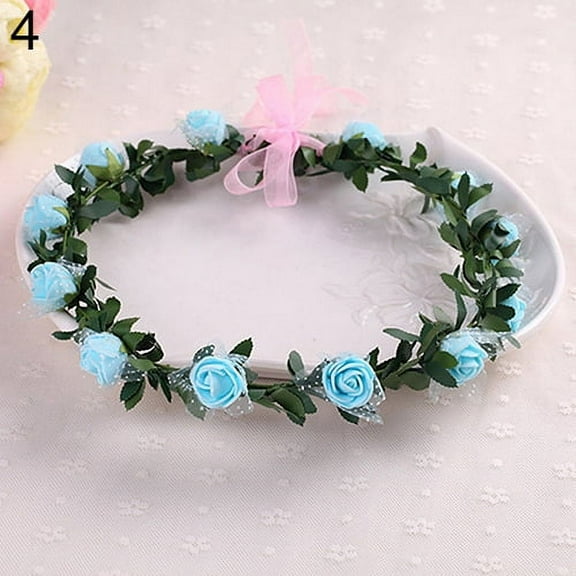 Grofry Headband Rose Flower Crown Wreath Party Wedding Bridal Garland Hairband Headwear