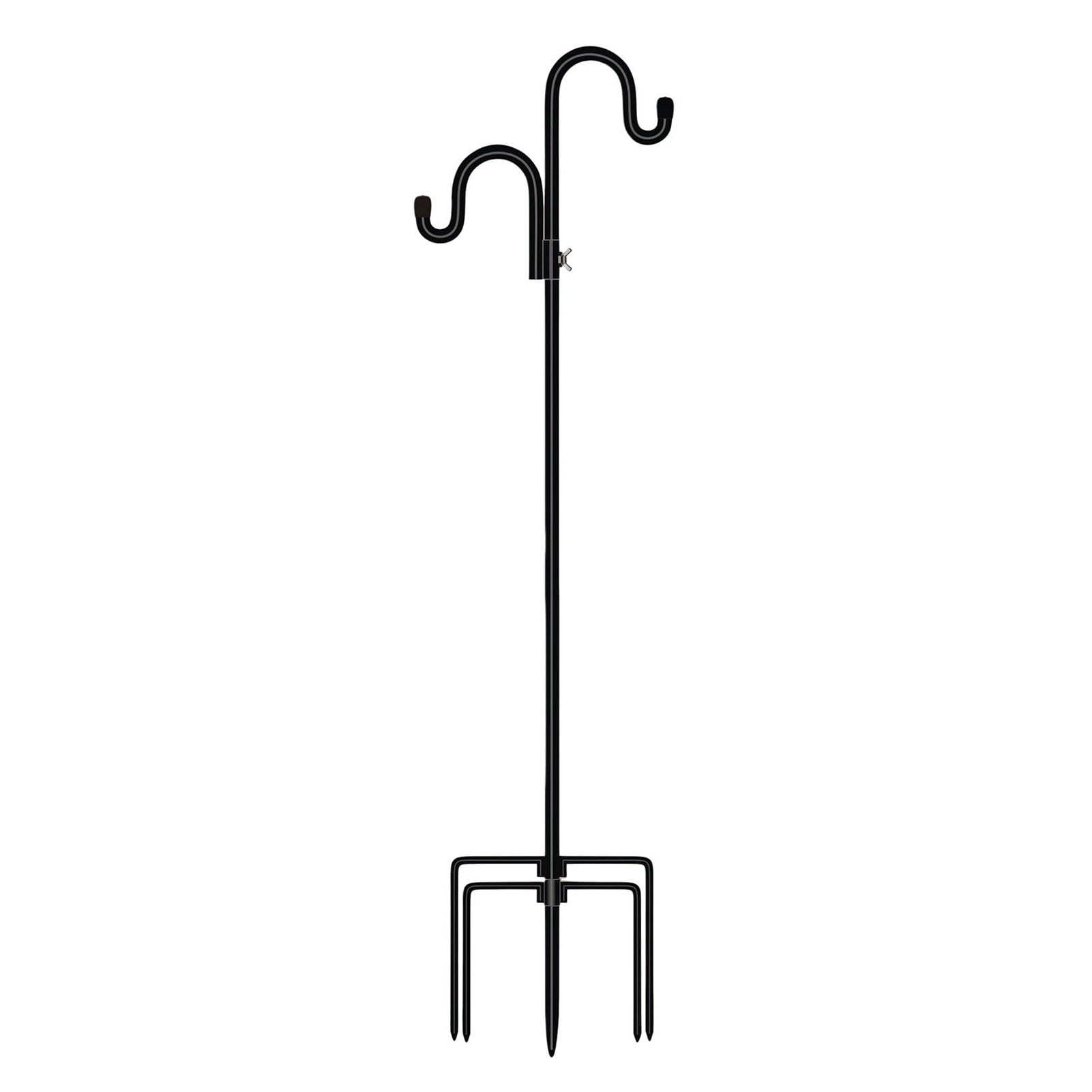 Grofry Heavy Duty Shepherd Hook 5 Prong Base Garden Hook Stake Rust-proof Multifunctional Standing Pole Hook for Bird Feeder Lanterns Flower Baskets