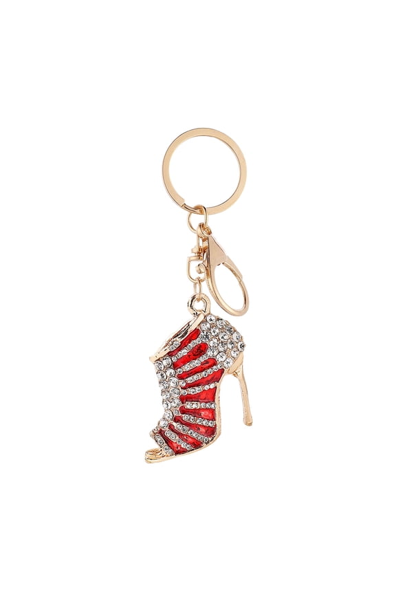 High Heels Keychain with Buckle Decorative Alloy Keyring Colorful Rhinestones Car Key Holder Backpack Accessories