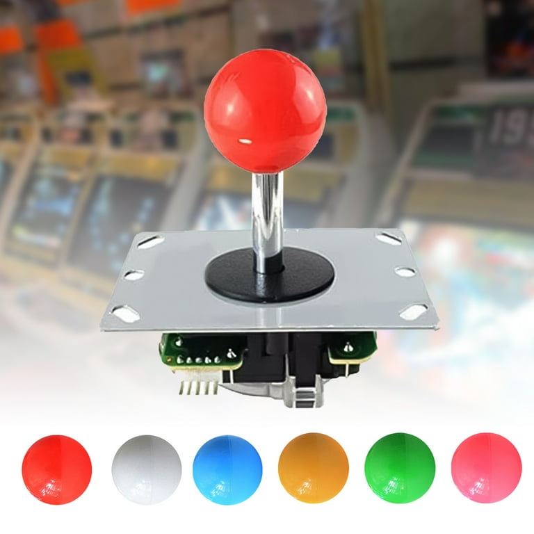 Grofry Joystick DIY High Response Non-delayed Arcade Game Fighting Stick  Controller with Ball for Players Red