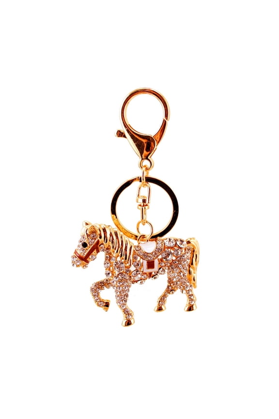 Key Pendant Ethnic Style Glitter Decoration Zinc Alloy Inlaid Rhinestone Horse Keychain Toy Birthday Gift