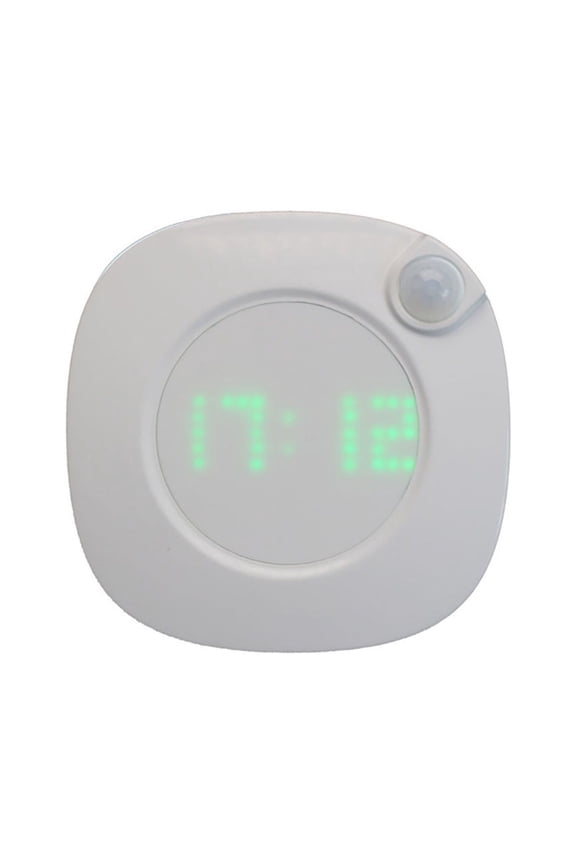 LED Motion Sensor Night Light Digital Time Display Clock Bedroom Bathroom Lamp 2