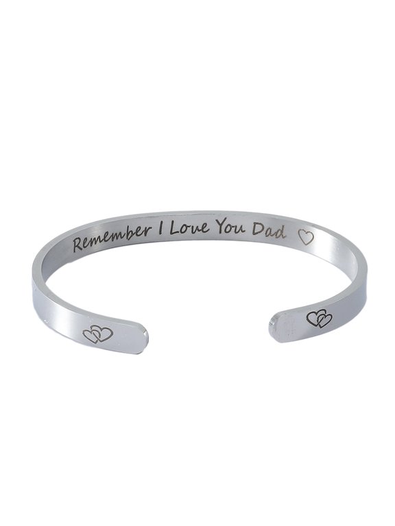 LOVE YOU DAD Letter Women Cuff Stainless Steel Bangle Bracelet Jewelry AccessoryStainless Steel