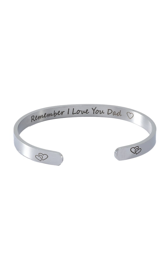 LOVE YOU DAD Letter Women Cuff Stainless Steel Bangle Bracelet Jewelry AccessoryStainless Steel
