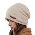 thumbnail image 1 of Grofry Lady Winter Hat Thick Knit Windproof Plush Lined Keep Warm Ear Protection Elastic Baggy Cap Outdoor School Commuting Beanie, 1 of 8