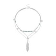 thumbnail image 1 of Grofry Layered Long Necklace for Women Turquoise Stone Sequin Necklace Feather Beaded Strand Sweater Chain Necklaces Costume Jewelry Gifts, 1 of 7