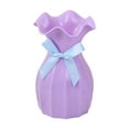 thumbnail image 1 of Grofry Light Plastic Vase Shatterproof Flower Vase with Ruffled Mouth Dried Flowers Holder with Bow for Bedroom Living Room Table Decor, 1 of 8