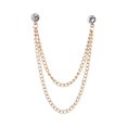 thumbnail image 1 of Grofry Men Suit Pin Rhinestone Decor Double Chains Anti-slip Dress-up Polished Coat Collar Pin Coat Brooch Adult Clothes Hats Bags Jewelry, 1 of 8