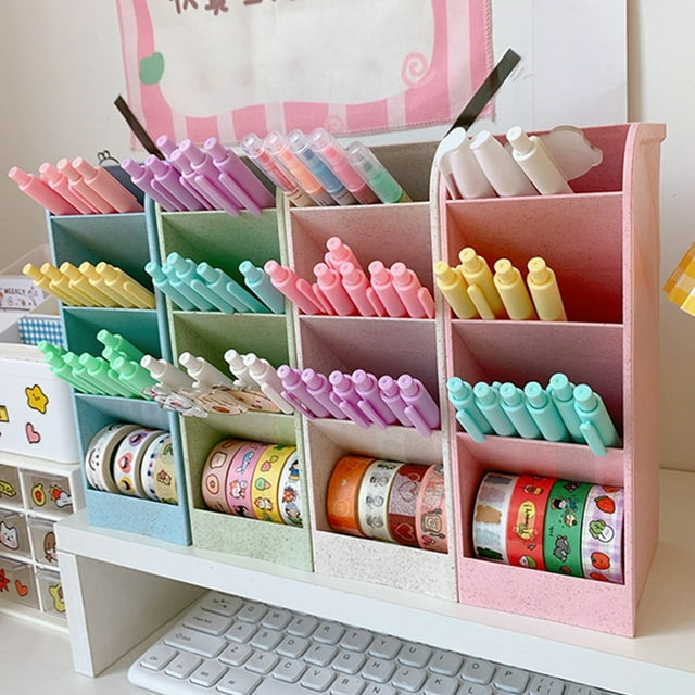 Grofry Pen Holder Space-saving Large Capacity Plastic Makeup Tools Organizer Box for Home 2