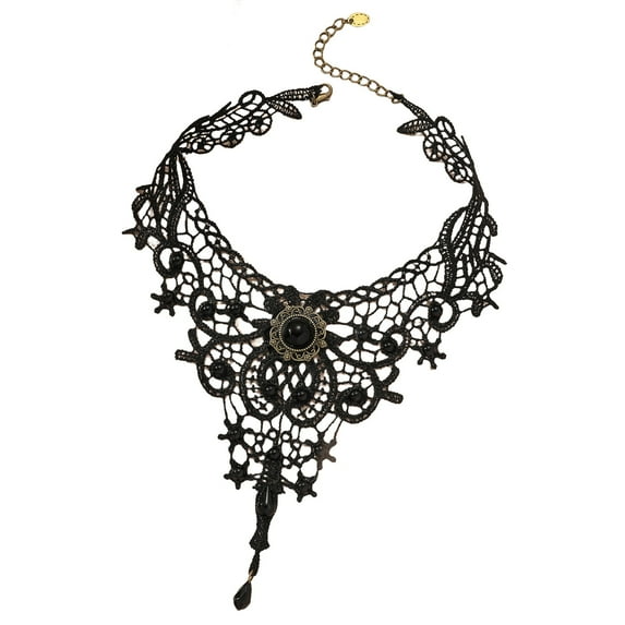 Grofry Pendant Necklace Adjustable Chain Delicate All Match Retro Daily Wear Lace Crochet Dark Style Choker Necklace Jewelry Supply