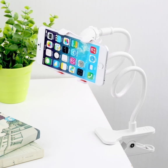 Grofry Portable Long Arm Mount Universal Cell Phone Tablet GPS Clamp Holder Stand Brace White