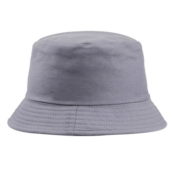 Grofry Portable Solid Color Folding Fisherman Sun Hat Outdoor Men Women Bucket Cap Dark Grey