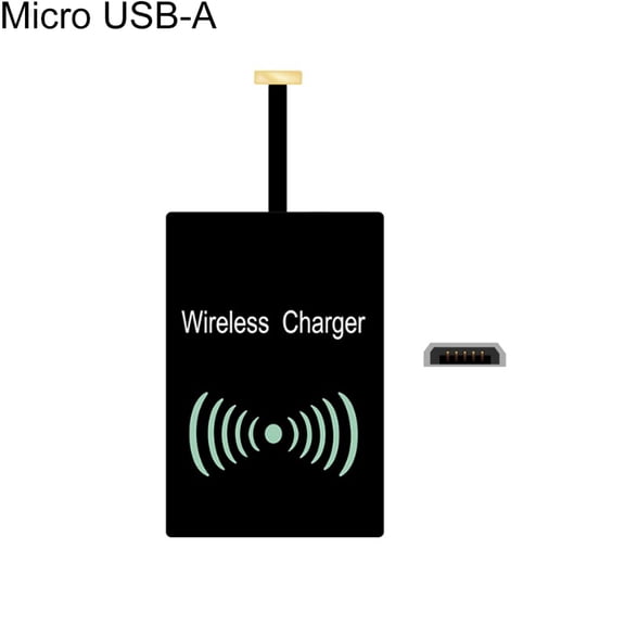 Grofry Portable Sticky USB Type-C Qi Wireless Charging Receiver Black for Micro USB-A