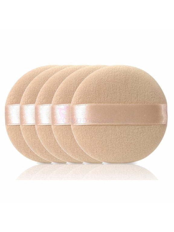 Powder Puffs 5 Pack Powder Puff for Loose Dusting Powder, Soft Velour Washable Sponge Puffs for Body Face Makeup