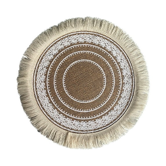 Grofry Rattan Trivet Mats Heat Insulation Handmade Cotton Flax Dining Table Non-Slip Placemat for Kitchen 2