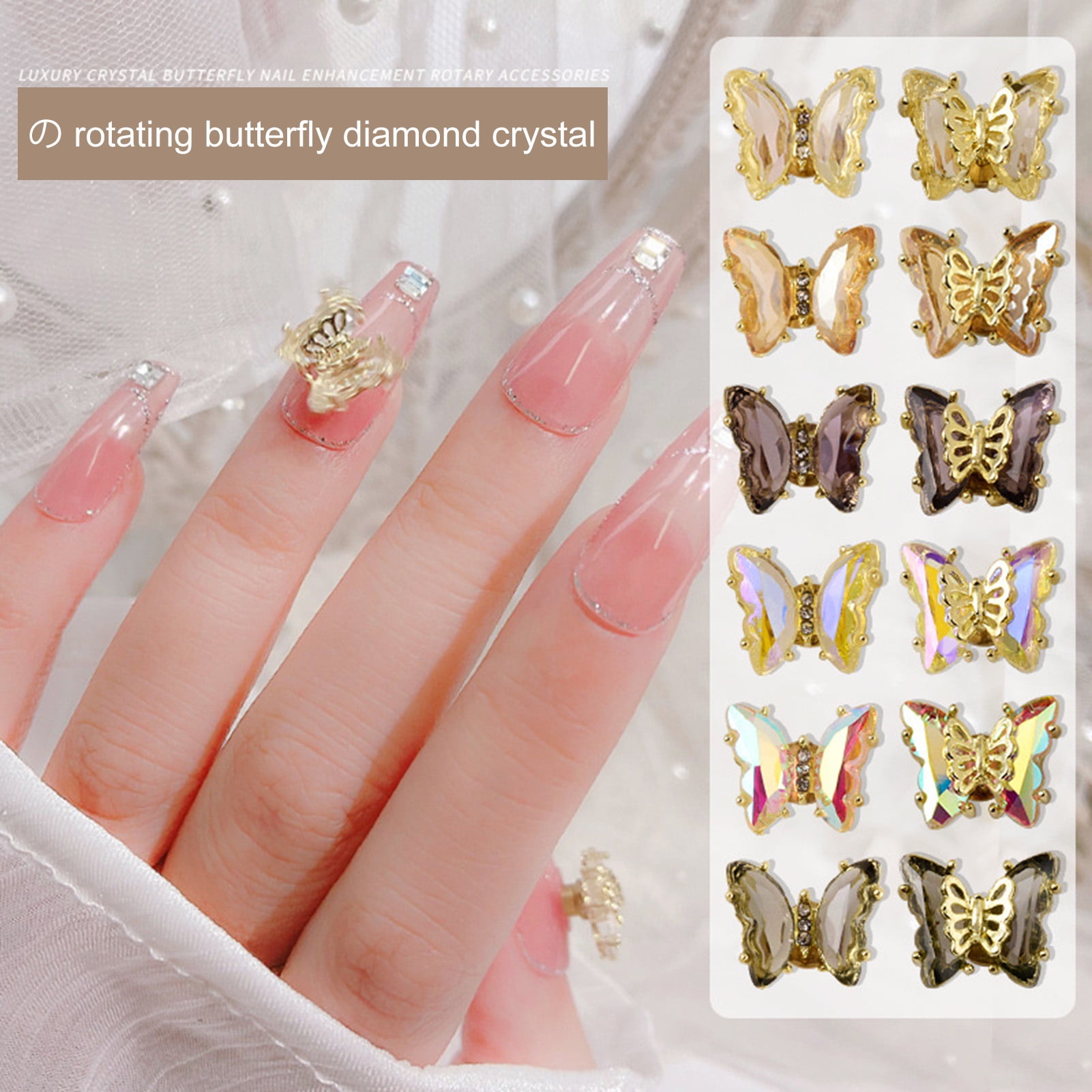 TSV Nail Art Rhinestones, Nail Crystal Gems, Butterfly Nail Sequins,  Flatback Glass Charms Rhinestones, Foil Nail Chip Glitter, Colorful Nail