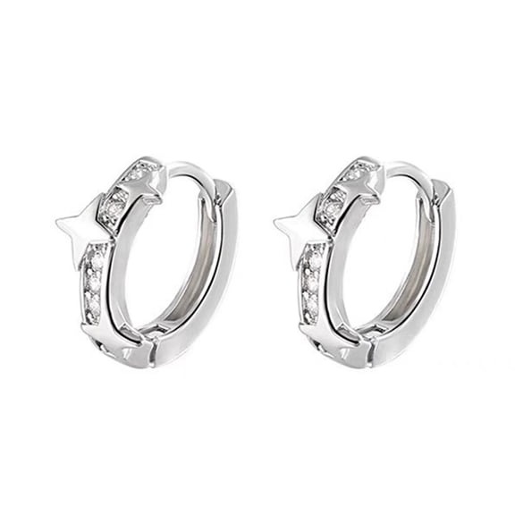 Grofry Small Hoop Earrings for Women Star Rhinestone Hoop Earrings Hypoallergenic Cubic Zirconia Jewelry Gift