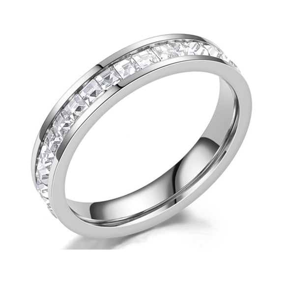 Grofry Smooth Surface Noble Couple Ring Square Cubic Zirconia Wedding Ring Jewelry Accessory