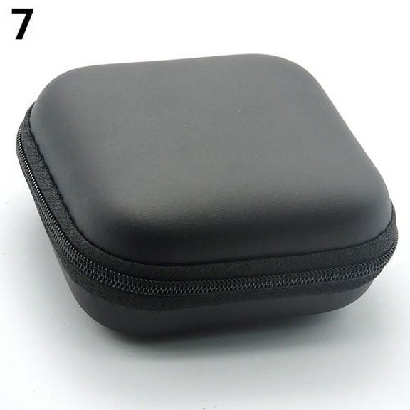 Grofry Square Pocket Hard Case Storage Bag for Headphone Earphone Earbuds TF SD Card,Black,Storage Bag