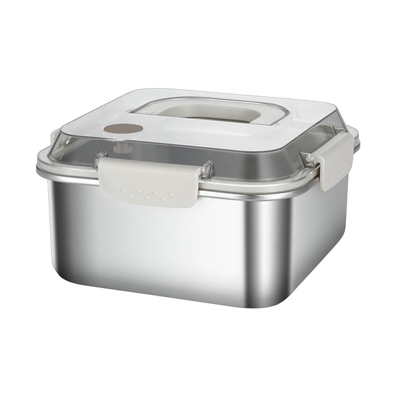 Grofry Stainless Steel Crisper Box，1200ml-3000ml Square Sealed Anti-Spill Lunch Box Refrigerator Storage Box Portable Lunch Box for Kitchen Office Camping