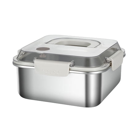 Grofry Stainless Steel Crisper Box，1200ml-3000ml Square Sealed Anti-Spill Lunch Box Refrigerator Storage Box Portable Lunch Box for Kitchen Office Camping