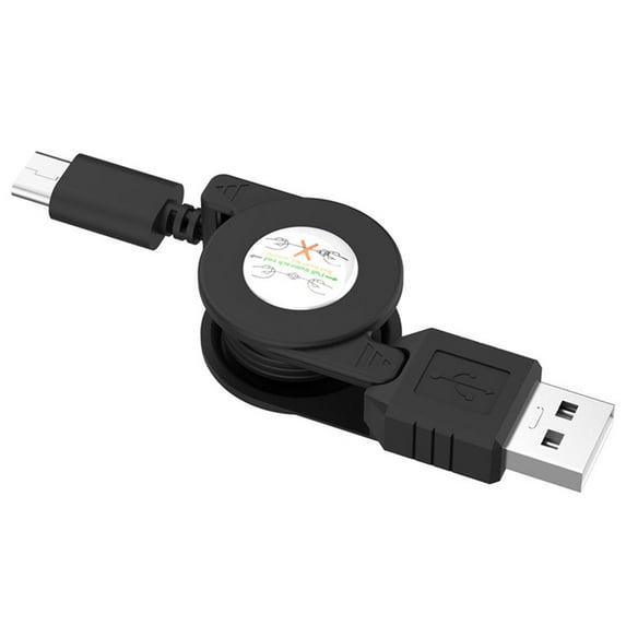 Grofry Type-C Retractable Data Sync Phone USB 3.1 Charging Cable Cord for Android iOS Black