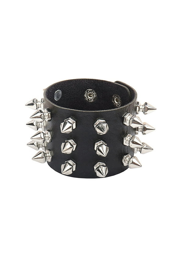 Unisex Bangle Retro Punk Gothic Style Rivet Decor Artificial Leather Exaggerated Rock Singer Wrist Bangle Club Party Performance Jewelry Wristband
