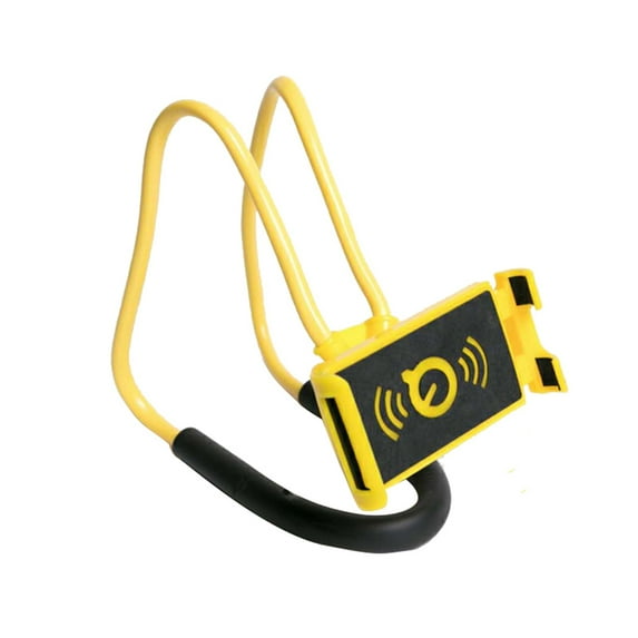 Grofry Universal 360 Degree Rotation Hanging Neck Phone Tablet Holder Bracket Stand Yellow