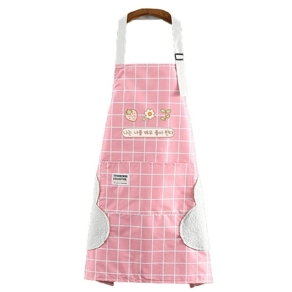 Grofry Waterproof Adjustable Apron Different Styles Easy to Wear Cute Cooking Apron for Kids Pink