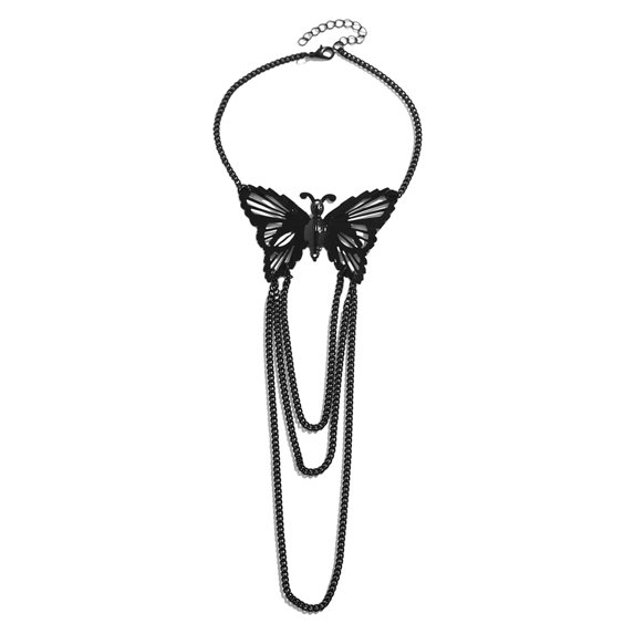 Grofry Women Arm Bracelet Adjustable Hollow Out Butterfly Shape Multi Chains Punk Style Anti-slip Lady Prom Party Cosplay Performance Jewelry Armlet