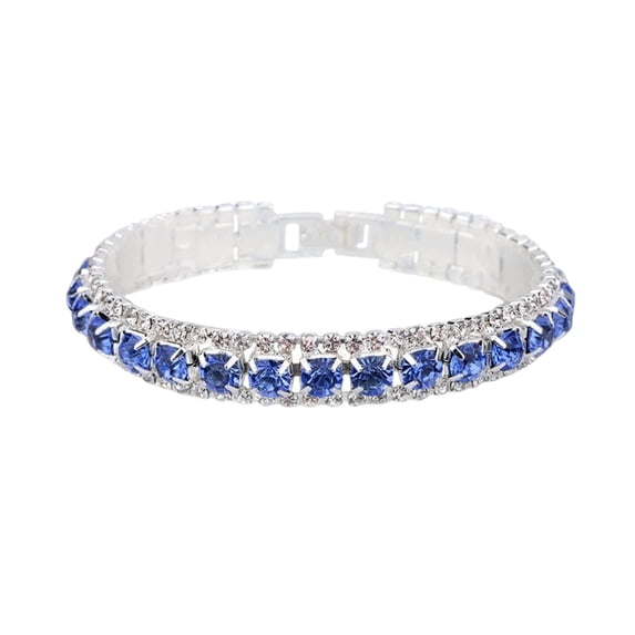Grofry Women Bangle Faux Crystal Polished Contrast Color Alloy Symmetric Shopping Work Party Dating Wrist Bracelet Lady Jewelry