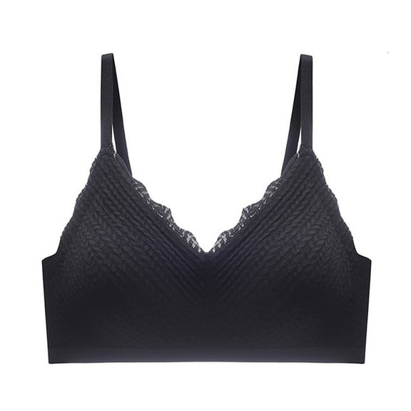 Grofry Women Bra Sexy No Steel Ring Breathable Gathering Bra Seamless Lace Bralette Underwear for Daily Life Office Party