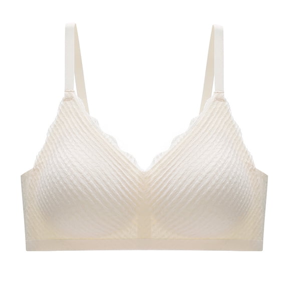 Grofry Women Bra Sexy No Steel Ring Breathable Gathering Bra Seamless Lace Bralette Underwear for Daily Life Office Party
