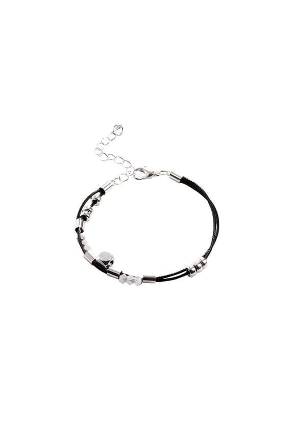 Women Bracelet with Extended Chain Adjustable Double-layered Geometric Alloy Pendant Cold Style Lobster Clip Couple Bangle Daily Wear Jewelry