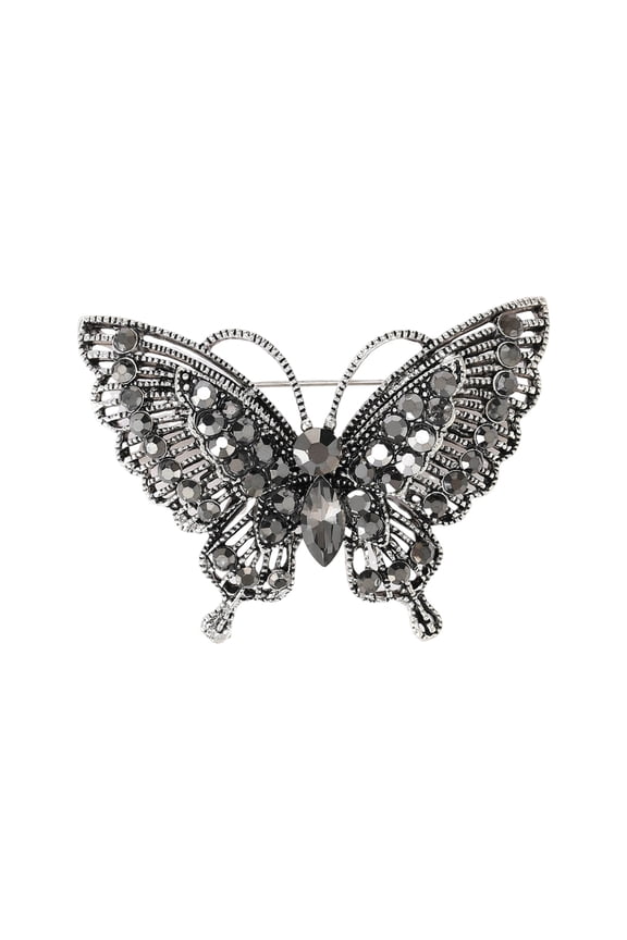Women Brooch Retro Butterfly Shape Rhinestone Decor Anti-slip Suit Coat Collar Hat Scarf Decoration Clothes Pin Prom Party Garment Jewelry