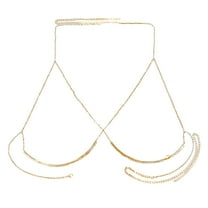 Grofry Women Chest Chain Body Chain Body Jewelry Breast Support Chain Club Party Stainless Triangle Shape Lady Bikini Chest Decorative Accessory