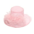 thumbnail image 1 of Grofry Women Derby Hat Organza Fascinators Layered Mesh Flower Decor Wide Brim Flat Top Tea Party Prom Wedding Gatsby Headpiece Hat, 1 of 8