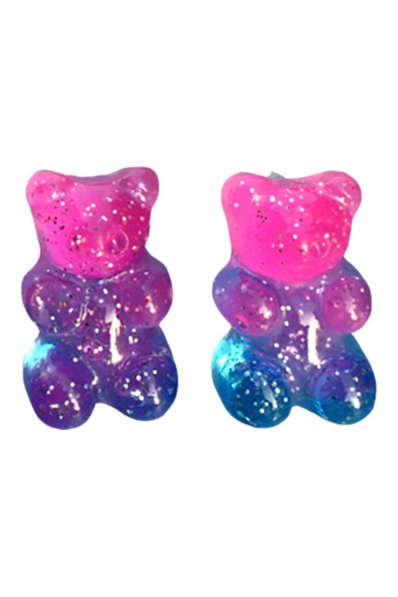 Women Earring,Candy Color Cartoon Gummy Bear Ear Stud Jewelry Gift 1#