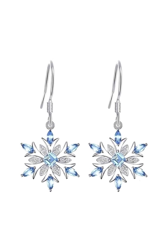 Women Earring,Rhinestone Inlaid Snowflake Dangle Hook Earrings Jewelry Xmas Gift Light Blue
