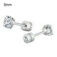 thumbnail image 1 of Grofry Women Earring,Unisex Round Cubic Zirconia Titanium Steel Stud Earrings Jewelry Gift 5mm / 2pcs, 1 of 7