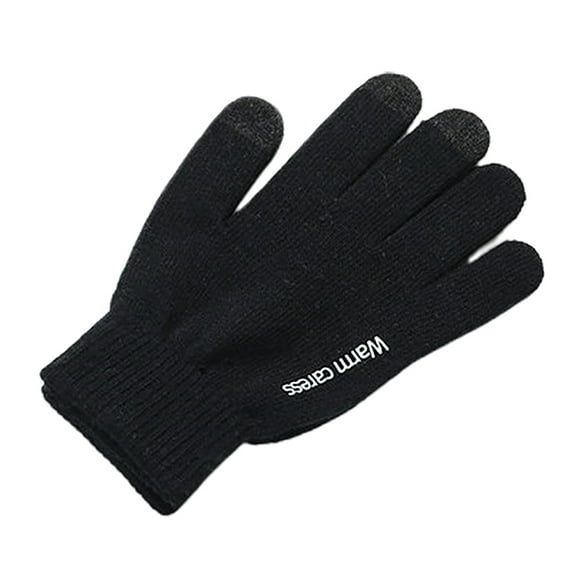 Grofry Women Gloves,1 Pair Winter Anti-skid Warm Touch Screen Full Finger Knitted Unisex Gloves Black