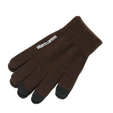 Grofry Women Gloves,1 Pair Winter Anti-skid Warm Touch Screen Full Finger Knitted Unisex Gloves Coffee