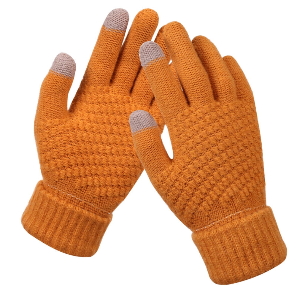 Grofry Women Gloves,Winter Solid Touch Screen Full Finger Woolen Warm ...