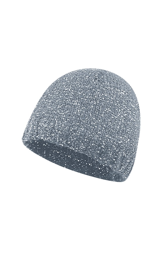 Women Hat Sequin Decor Dome Hip Hop Style Elastic Large Head Circumference Anti-slip Club Party Cap Outdoor Street Work Cycling Beanie