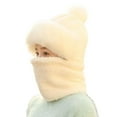 thumbnail image 1 of Grofry Women Hat with Integrated Scarf Cold-proof Front Cover Thick Plush Warm Full Protection Outdoor Cycling Travel Cold Weather Cap, 1 of 8