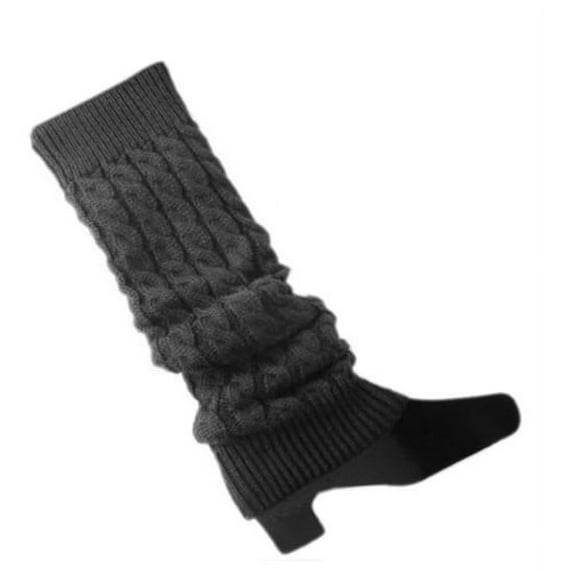 Grofry Women Leg Warmers,Crochet Cable Knit Braided Winter Leg Warmers Boot Cuffs Toppers Socks Dark Grey