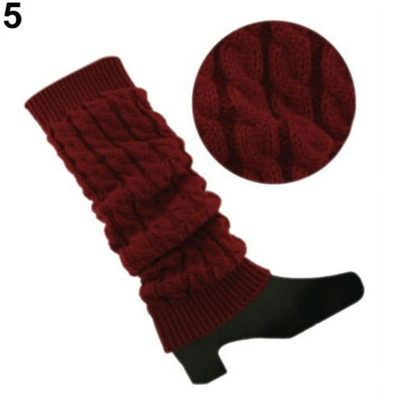 Grofry Women Leg Warmers,Crochet Cable Knit Braided Winter Leg Warmers Boot Cuffs Toppers Socks Red