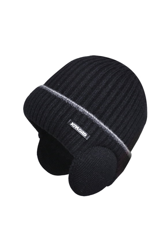 Women Men Winter Beanie Hat Unisex Knit Wool Hat Thickened Ribbed Fleece Lined Hat with Earflaps